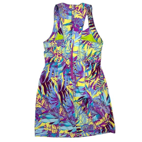 Title Nine Arabella Athletic Dress Tropical Leaf Purple Sleeveless Mini 4 Small - Picture 2 of 5